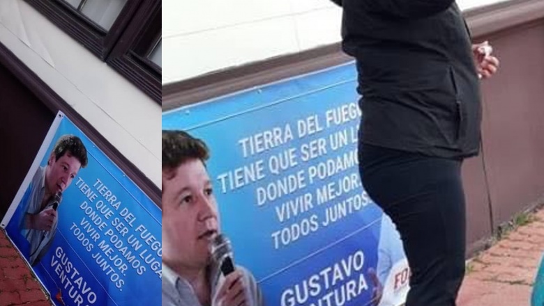 Clavaron afiches políticos en la fachada de Casa Beban