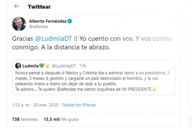 Los tuits de Alberto Fernández en las primeras horas de cuarentena